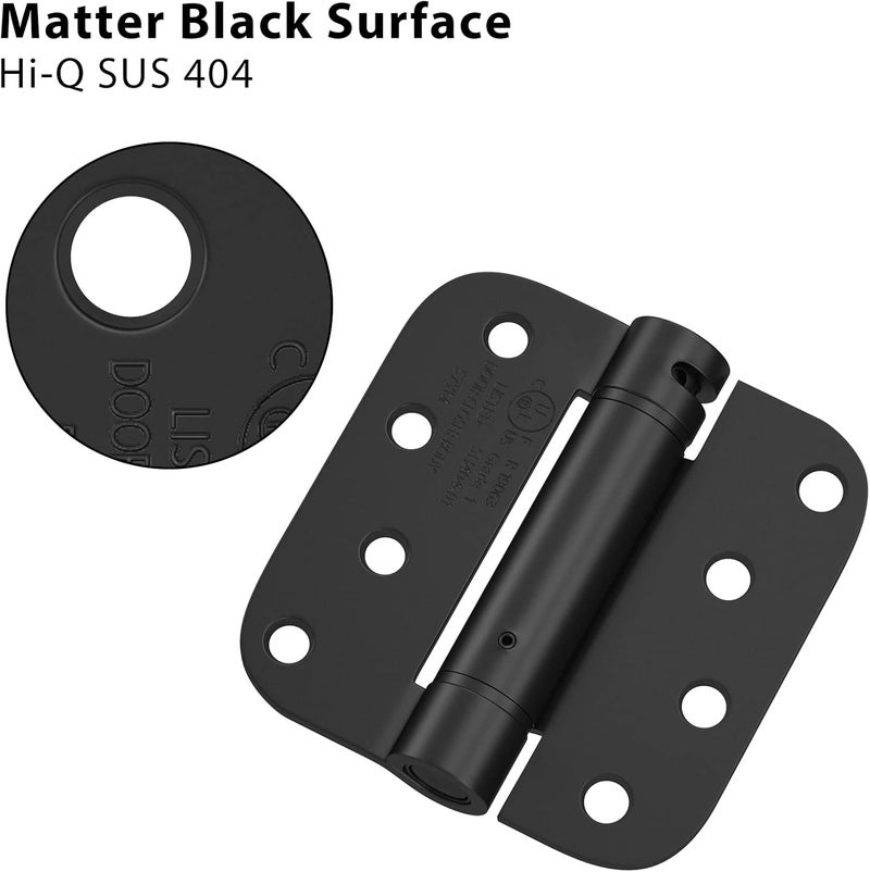Haidms 3 Pack Self Closing Door Hinges 4 Inch Black Spring Hinge with 5/8" Radius Corner Adjustable Tension for Residential & Heavy-Duty Door Hardware - Image 3
