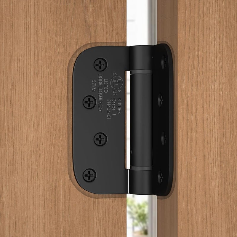 Haidms 3 Pack Self Closing Door Hinges 4 Inch Black Spring Hinge with 5/8" Radius Corner Adjustable Tension for Residential & Heavy-Duty Door Hardware - Image 5