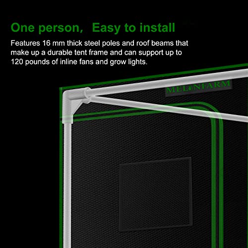 MELONFARM 2x2 Grow Tent, 24"x24"x36'' High Reflective 600D Diamond Mylar Canvas with Observation Window and Floor Tray for Hydroponic Indoor Plant Growing - Image 5