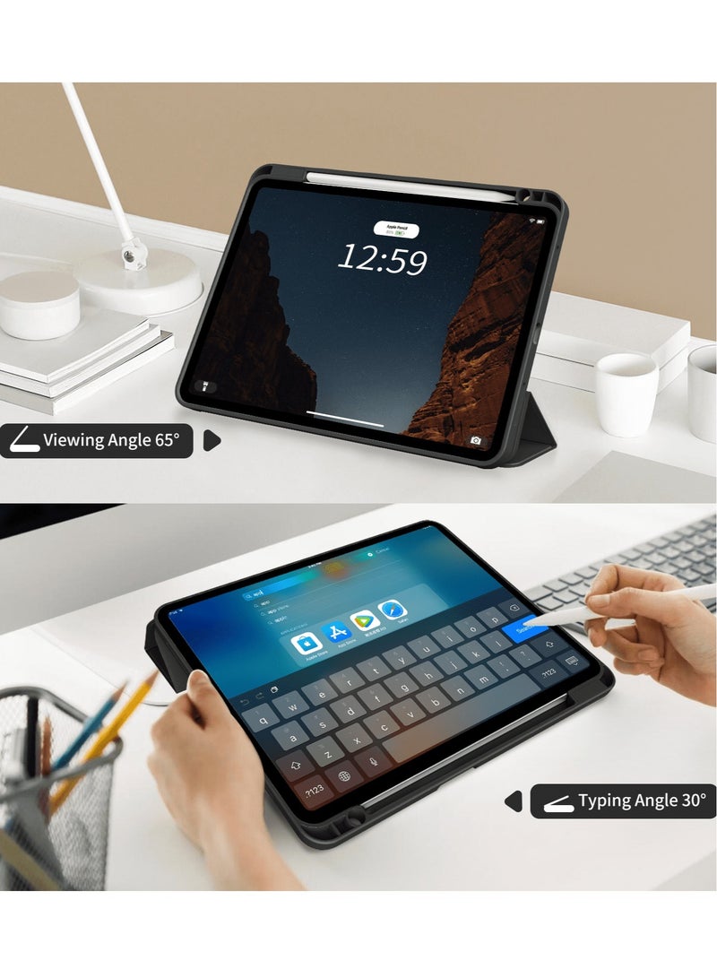 iPad Pro 11 Inch Case (4th/3rd/2nd Gen, 2022/2021/2020) – Trifold Smart Stand with Pencil Holder, Soft TPU Back, Wireless Pencil Charging, Auto Wake/Sleep Function – Black - Image 4