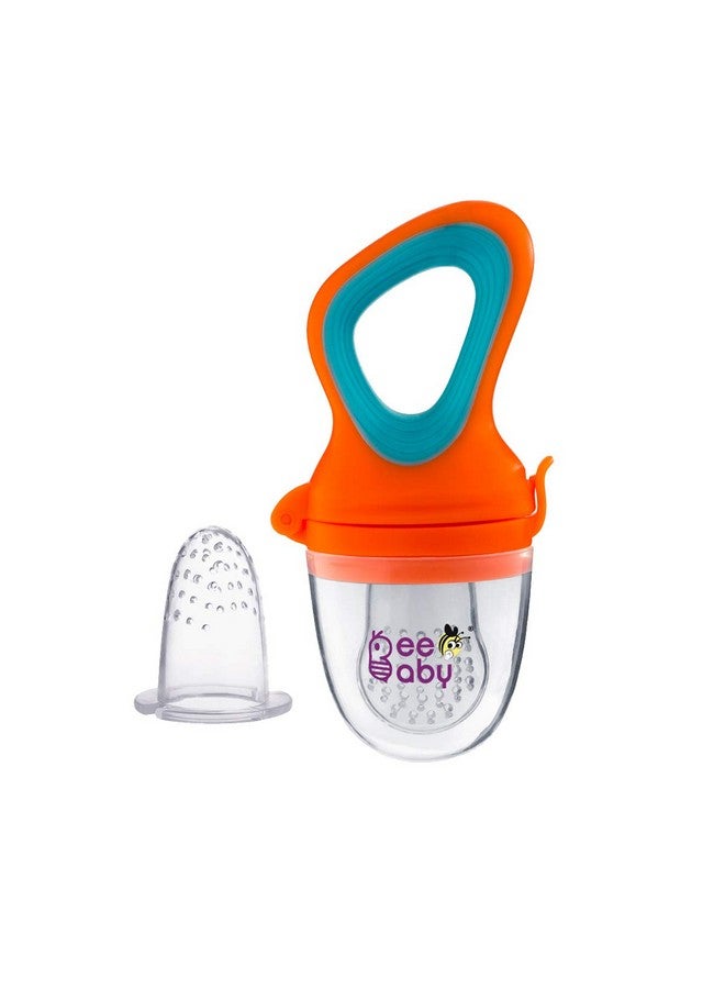 Beebaby Soft Silicone Nibbler With Extra Mesh For Babies, Baby Fruit & Food Feeder, Anti Choking Fruit Pacifier, Teether For Infant, 100% Bpa Free, 3 Months+ (Fresh - Orange) - Image 1
