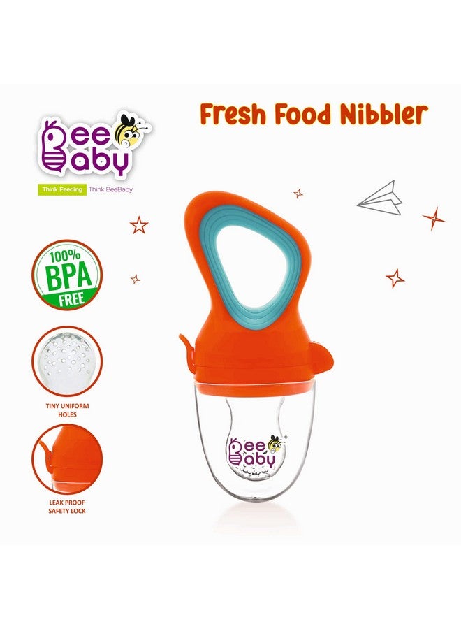 Beebaby Soft Silicone Nibbler With Extra Mesh For Babies, Baby Fruit & Food Feeder, Anti Choking Fruit Pacifier, Teether For Infant, 100% Bpa Free, 3 Months+ (Fresh - Orange) - Image 3