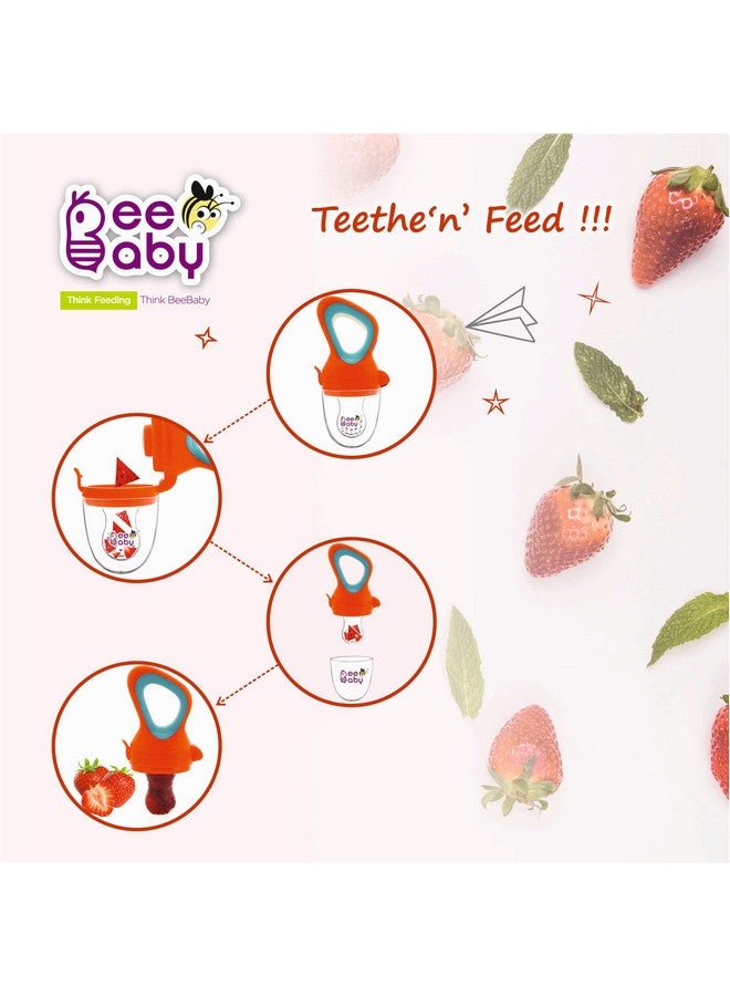 Beebaby Soft Silicone Nibbler With Extra Mesh For Babies, Baby Fruit & Food Feeder, Anti Choking Fruit Pacifier, Teether For Infant, 100% Bpa Free, 3 Months+ (Fresh - Orange) - Image 4