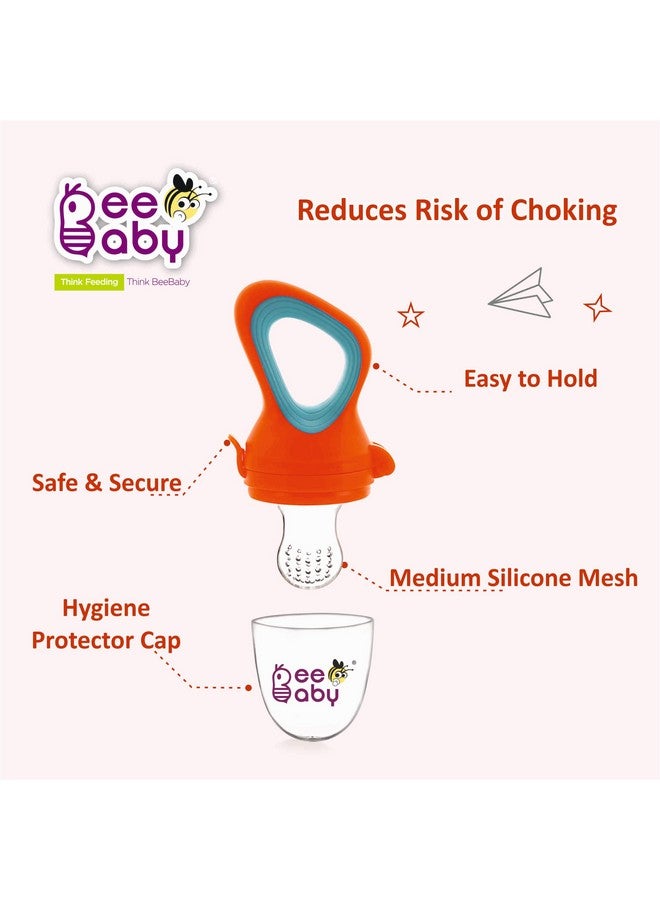 Beebaby Soft Silicone Nibbler With Extra Mesh For Babies, Baby Fruit & Food Feeder, Anti Choking Fruit Pacifier, Teether For Infant, 100% Bpa Free, 3 Months+ (Fresh - Orange) - Image 5