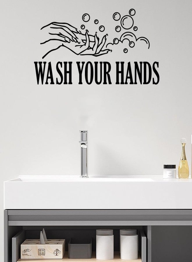 Lchen Wash Your Hands Wall Decal, Wash Bubbles Wall Sticker Removable Washroom Bathroom Decoration - Image 3