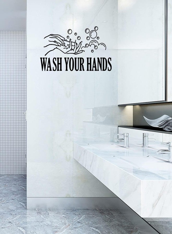 Lchen Wash Your Hands Wall Decal, Wash Bubbles Wall Sticker Removable Washroom Bathroom Decoration - Image 2