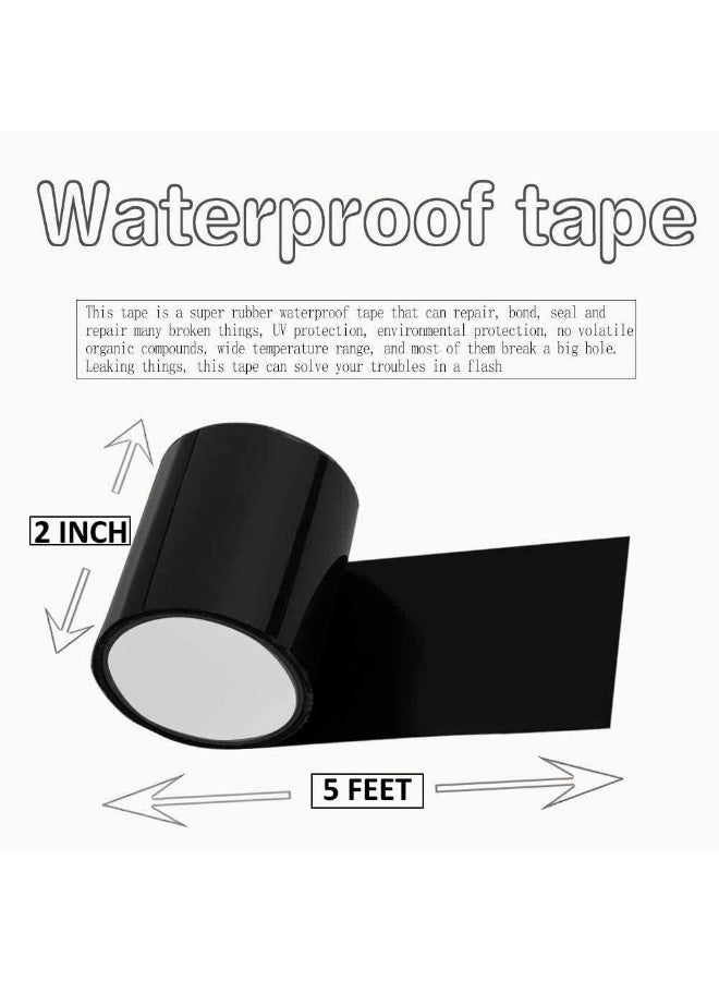 POAKER 2-Inch Waterproof Repair Tape – Strong Self-Adhesive, All-Weather Stretchy Sealing Tape for Insulation, Roofing, Pipes, Holes, Cracks & Leaky Pools, Tanks, Drums & Containers (BLACK, 2 PCS) - Image 2