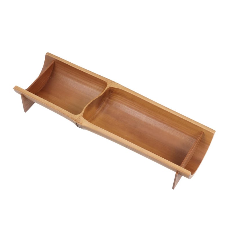 Bamboo Fruit Tray With 2 Sections For Snacks And Home Decor - Image 2