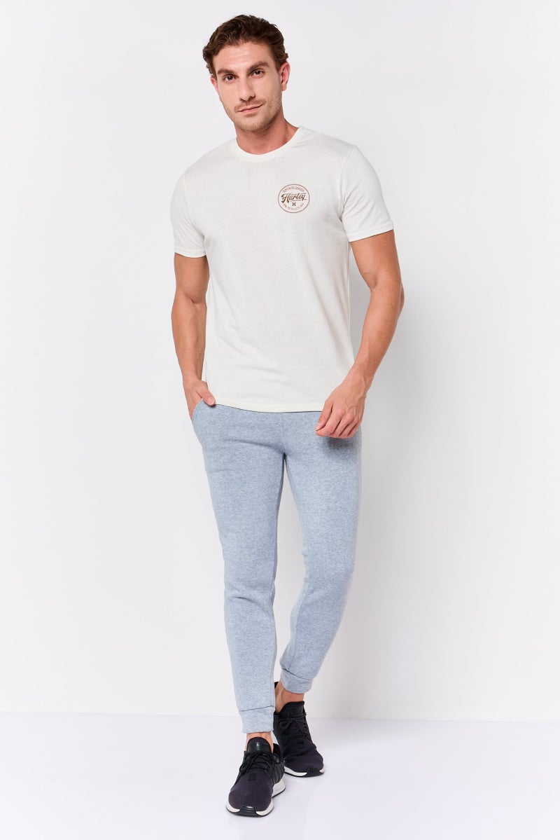 Hurley تي شيرت رياضي للرجال بأكمام قصيرة، خارجي، لون أبيض فاتح - Image 2