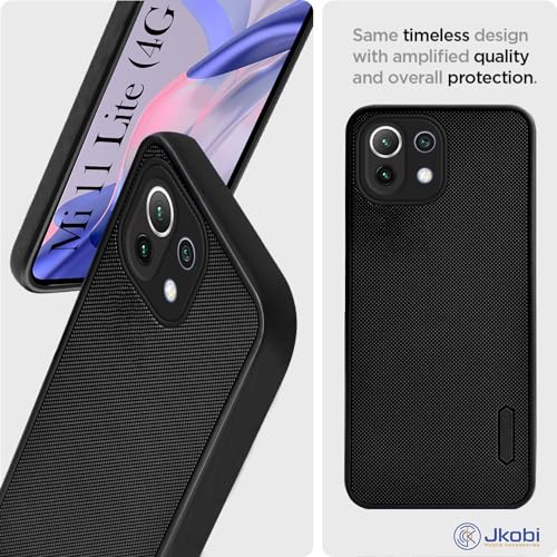 Jkobi Silicone Back Cover Case for Xiaomi Mi 11 Lite 4G | 11 Lite 5G (Textured Grip Design | Camera Protection | Slim and Light Weight | Soft Touch and Feel | Black) - Image 3