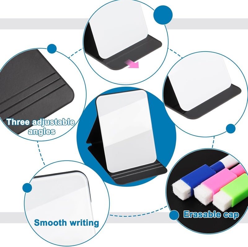 KASTWAVE Portable Small White Board, 8x6 Inches Small Glass Dry Erase Board with Reversible Stand and 8 Color Erasable Pen, Magnetic Double Sided Folding Dry Erase Board for Study, Meeting, Planning - Image 2