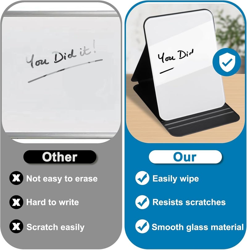 KASTWAVE Portable Small White Board, 8x6 Inches Small Glass Dry Erase Board with Reversible Stand and 8 Color Erasable Pen, Magnetic Double Sided Folding Dry Erase Board for Study, Meeting, Planning - Image 3
