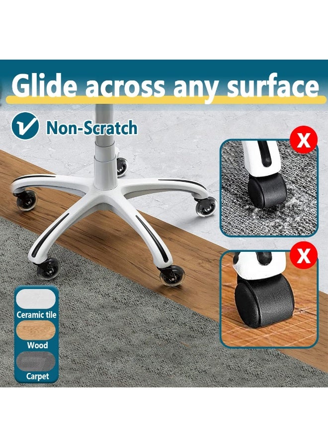 Relex Office Chair Caster Wheels Heavy Duty Chair Wheels Set of 5 for Hardwood Floors and Carpet, 3 Inch Universal Replacement Rubber Chair Casters Smooth Silent and Smooth for Computer Game Desk Chairs - Image 4