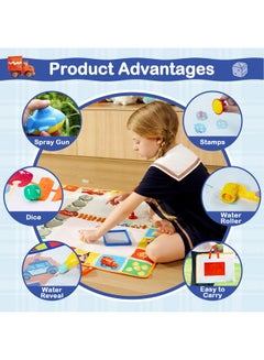 YPlus Water Doodle Mat Board Game, Painting Drawing Color Mat For Toddlers, Mess Free Magic Paint Montessori Toys For Kids Portable Activity - Theme Farm  - Image 4