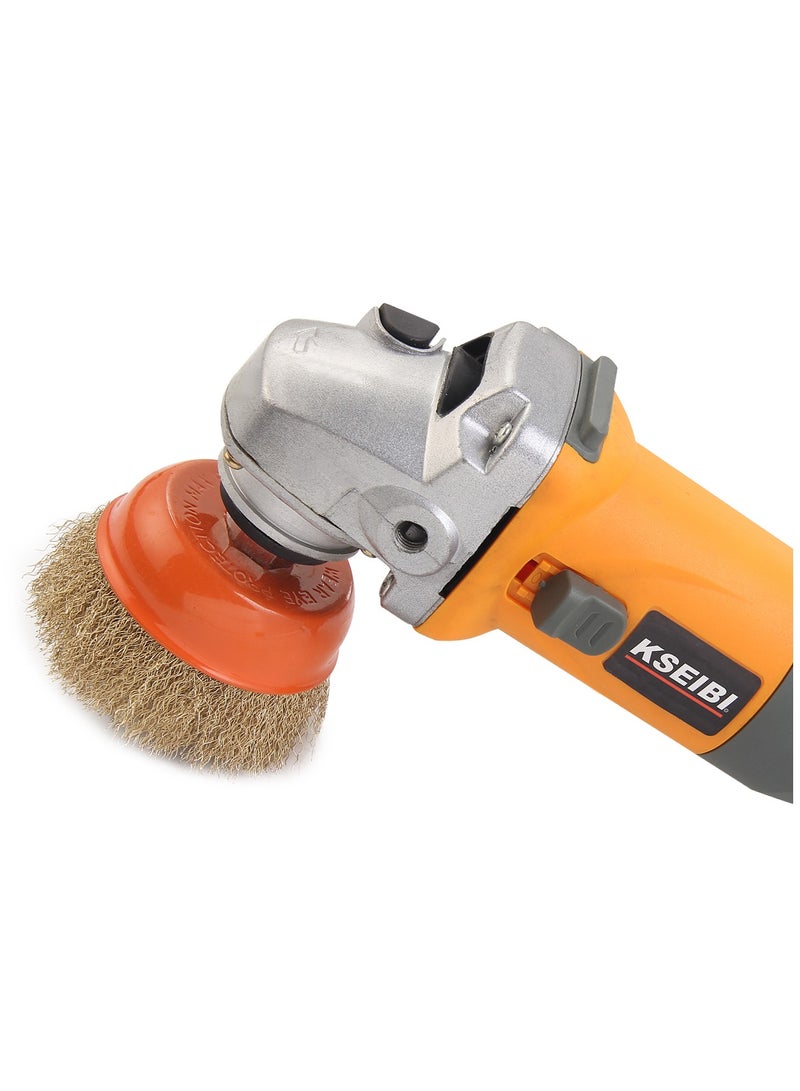 KSEIBI Crimped Cup Brush 75 mm. Coarse Brass Coated Brush, Angle Grinder Attachments, For Cleaning Rust, Flakes, Metal, Brass Coated Carbon Crimped for Polishing, Deburring, Degreasing and Corrosion Removal.  - Image 3