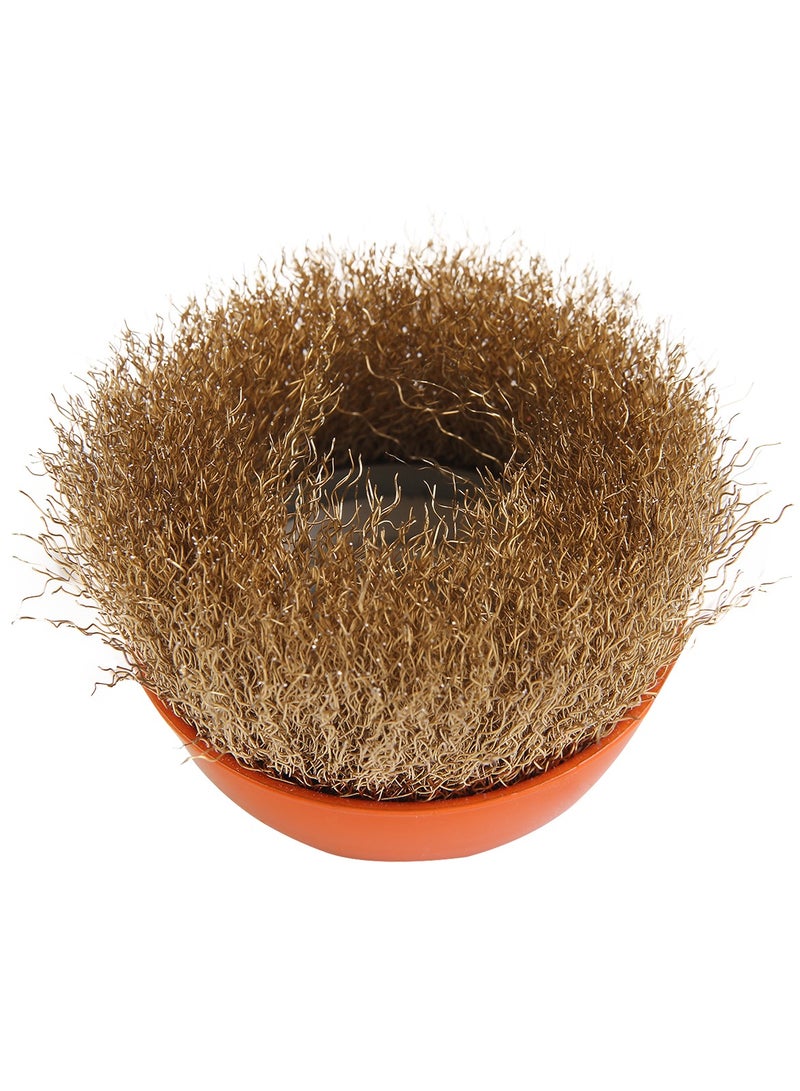 KSEIBI Crimped Cup Brush 75 mm. Coarse Brass Coated Brush, Angle Grinder Attachments, For Cleaning Rust, Flakes, Metal, Brass Coated Carbon Crimped for Polishing, Deburring, Degreasing and Corrosion Removal.  - Image 2