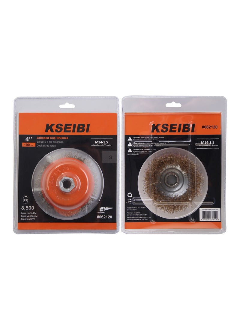 KSEIBI Crimped Cup Brush 75 mm. Coarse Brass Coated Brush, Angle Grinder Attachments, For Cleaning Rust, Flakes, Metal, Brass Coated Carbon Crimped for Polishing, Deburring, Degreasing and Corrosion Removal.  - Image 4
