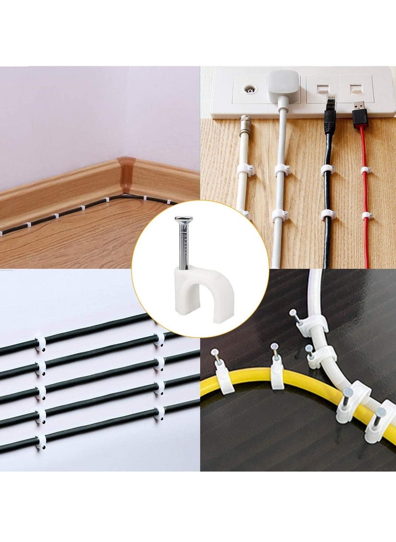 SYOSI - 200Pcs Round Cable Clips Assortment 8mm 10mm Electrical Cable Wall Clip White Wire Clips Cable Management Cable Nail Clips Plastic Wire Holder Pin for Wire Ethernet Cable Telephone Cable TV Wire - Image 1