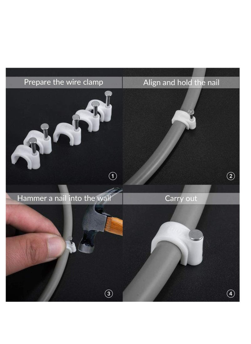 SYOSI - 200Pcs Round Cable Clips Assortment 8mm 10mm Electrical Cable Wall Clip White Wire Clips Cable Management Cable Nail Clips Plastic Wire Holder Pin for Wire Ethernet Cable Telephone Cable TV Wire - Image 1