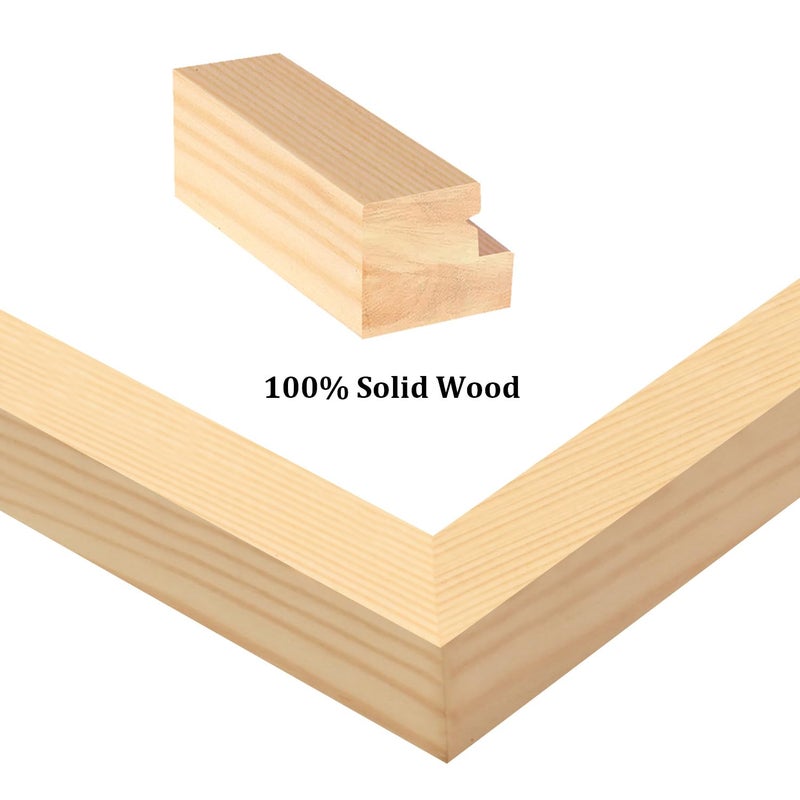 إطارات صور 4 × 4 egofine مجموعة من 4 مصنوعة من الخشب الصلب مغطاة من شاشة زجاجية 4x4 لعرض أعلى الجدول وتصاعد الجدار إطار الخشب الطبيعي - Image 2