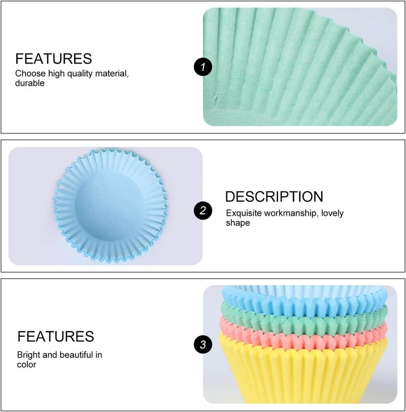 GANAZONO 300pcs Colorful Mixed Party Muffin Cups Paper Baking Cups Nonstick Cupcake Wrappers for Cakes Desserts Home Baking Supplies Random Color - Image 3