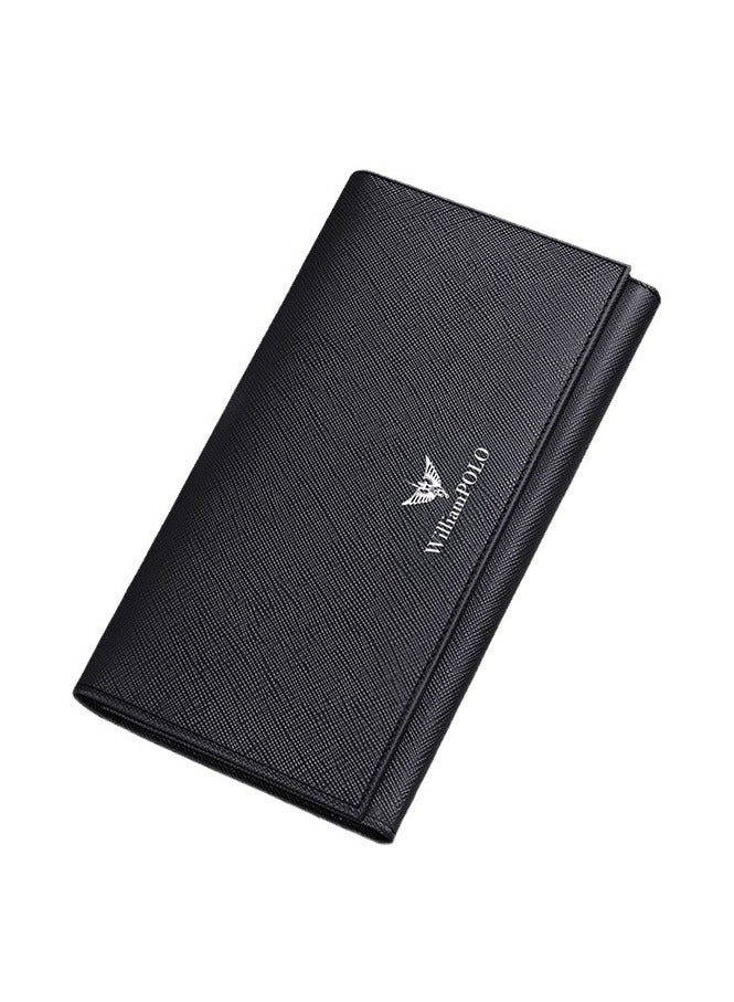 ويليامبولو محفظة جلدية طويلة للرجال WilliamPolo مع ثلاثة أضعاف متعددة الوظائف طبقة رأس جلد محفظة الأعمال العادية - Image 1
