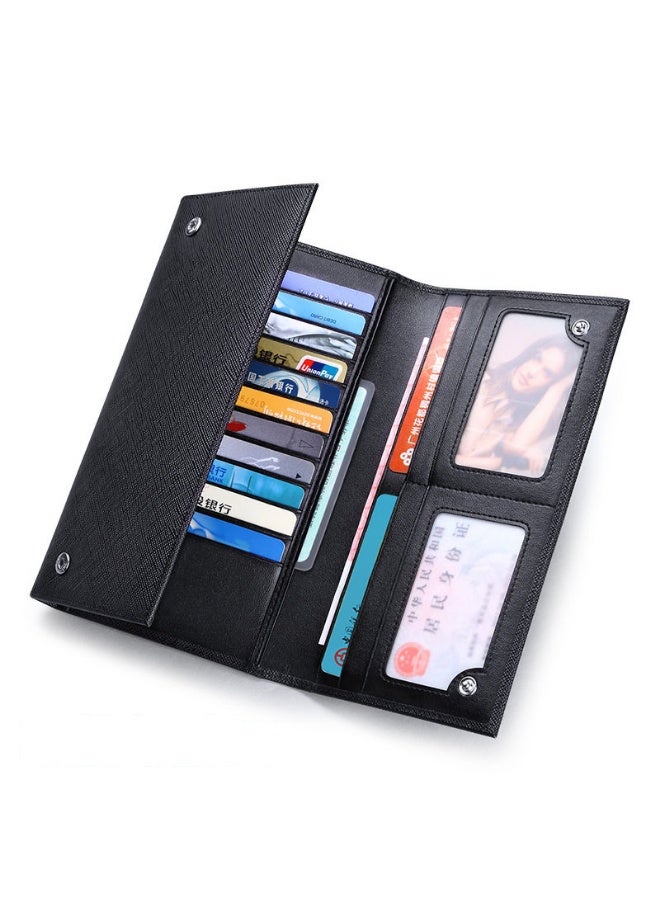 ويليامبولو محفظة جلدية طويلة للرجال WilliamPolo مع ثلاثة أضعاف متعددة الوظائف طبقة رأس جلد محفظة الأعمال العادية - Image 4