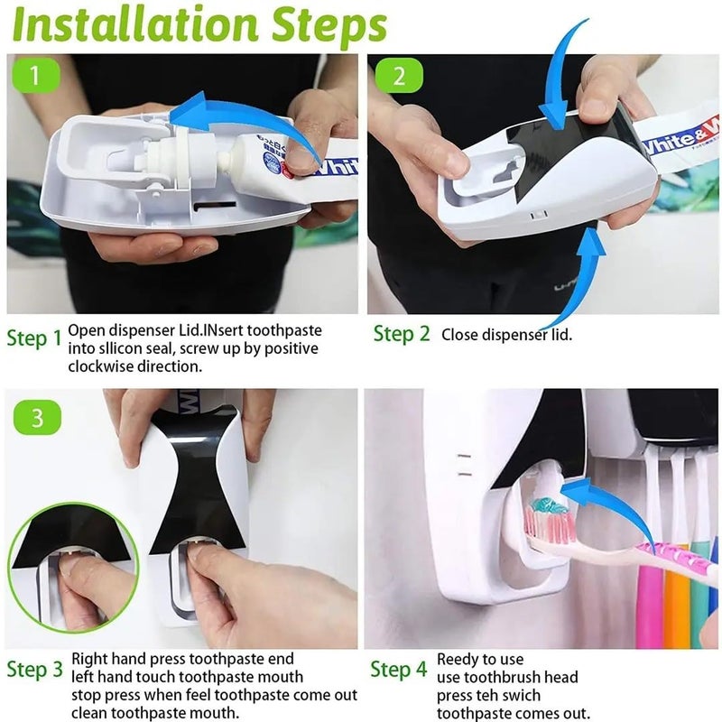 APAYA WallMounted Toothpaste Dispenser with Toothbrush Holder Automatic Squeezer Multicolour  - Image 4