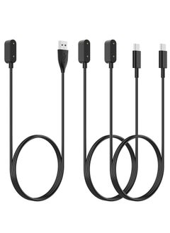 Generic Pack of 3 Charging Cable Compatible with Huawei Watch Fit, Honor Band 6, Huawei Band 6, Huawei 4X, Honor Watch ES , 100 cm Replacement USB Charging Cable and Type C Charging Cable - Black  - Image 1
