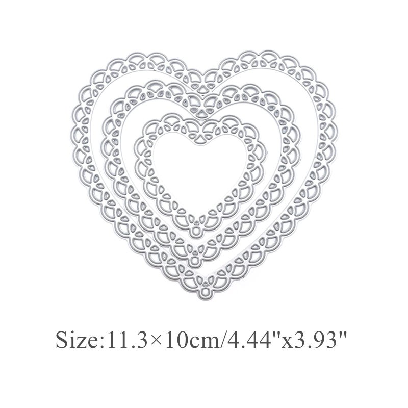 hinana 3Pcs Lace Hearts Metal Die Cuts,Layer Lace Hollow Heart Shape Frame Wedding Cutting Dies Cut Stencils for DIY Scrapbooking Photo Decorative Embossing Paper Dies for Scrapbooking Card Making - Image 2