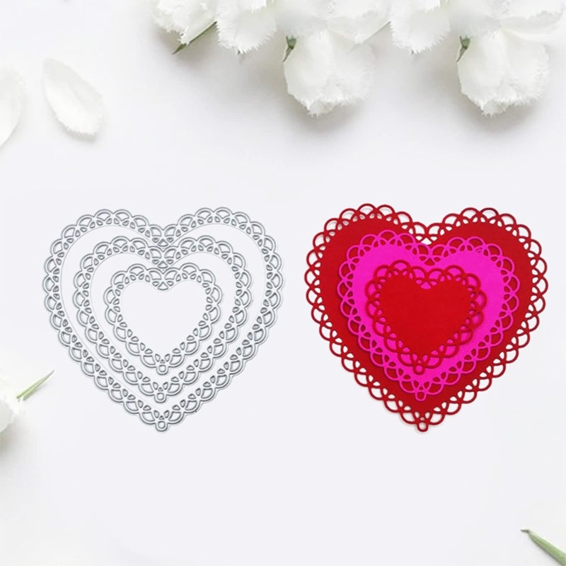 hinana 3Pcs Lace Hearts Metal Die Cuts,Layer Lace Hollow Heart Shape Frame Wedding Cutting Dies Cut Stencils for DIY Scrapbooking Photo Decorative Embossing Paper Dies for Scrapbooking Card Making - Image 3