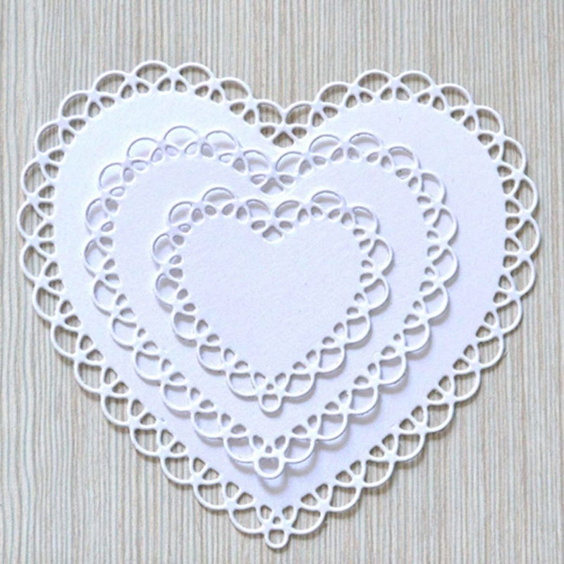 hinana 3Pcs Lace Hearts Metal Die Cuts,Layer Lace Hollow Heart Shape Frame Wedding Cutting Dies Cut Stencils for DIY Scrapbooking Photo Decorative Embossing Paper Dies for Scrapbooking Card Making - Image 5