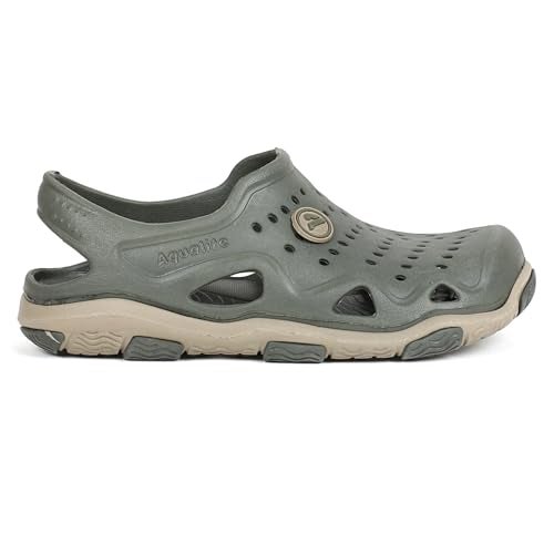 Aqualite AL-635 Slip-On Clogs for Men with Back-Strap Lightweight & Quick Dry, Anti-Skid EVA Sandal for Men Olive/Khaki - Image 3
