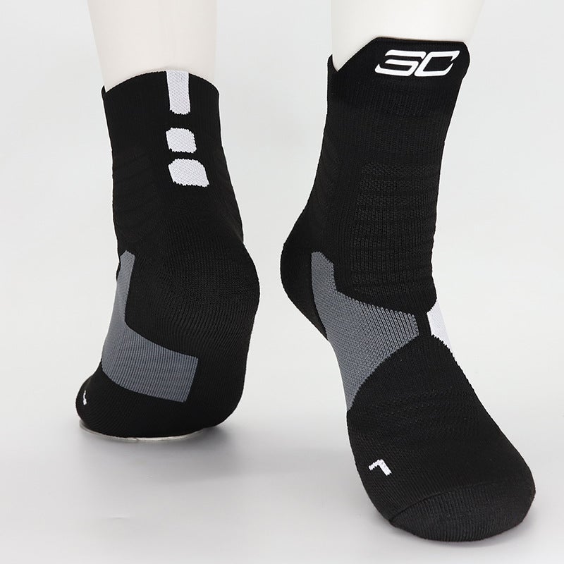 Generic Towel Bottom Star High Top Middle Barrel Basketball Socks Children Elite Socks Competition Training Sports Socks Factory Direct Supply Curry Black White