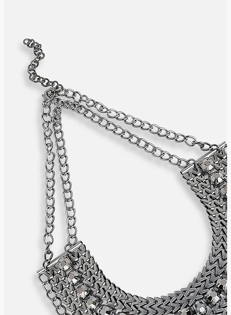 SOHI Silver Plated Party Designer Stone Statement Necklace For Women
