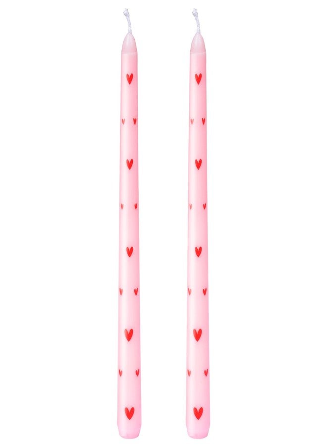 Ishua 2pcs Valentine Taper Candles - Heart Taper Candles 9.8-Inch Tall, Romantic Decorative Candlesticks for Valentine's Day, Wedding & Home Decoration - Image 1