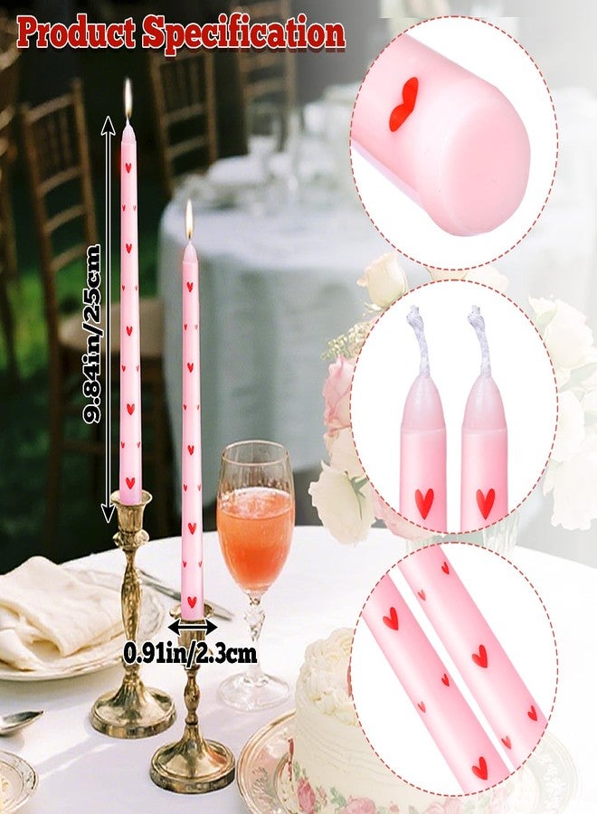 Ishua 2pcs Valentine Taper Candles - Heart Taper Candles 9.8-Inch Tall, Romantic Decorative Candlesticks for Valentine's Day, Wedding & Home Decoration - Image 2
