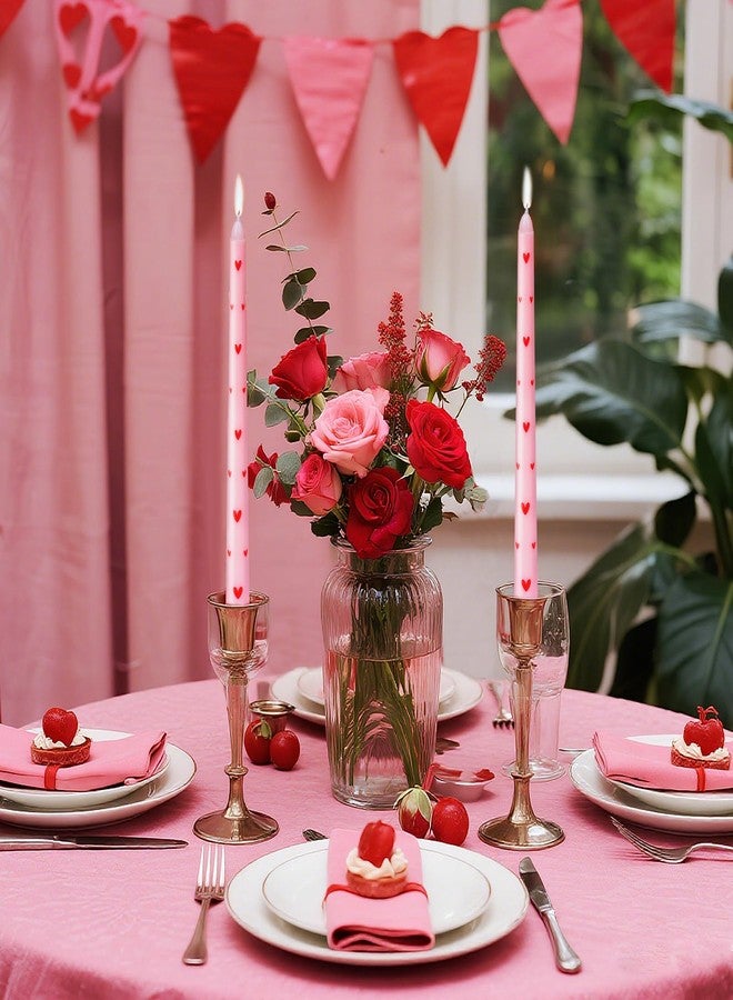 Ishua 2pcs Valentine Taper Candles - Heart Taper Candles 9.8-Inch Tall, Romantic Decorative Candlesticks for Valentine's Day, Wedding & Home Decoration - Image 4