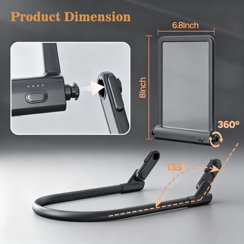 Hands-Free Neck Magnifier: Black 22.5*18.3*3.2cm, 3X Magnification - 3-Color Adjustable LED Light, 500mAh Battery for Elderly Reading, Low Vision, Crafts & Repair Work - Image 4