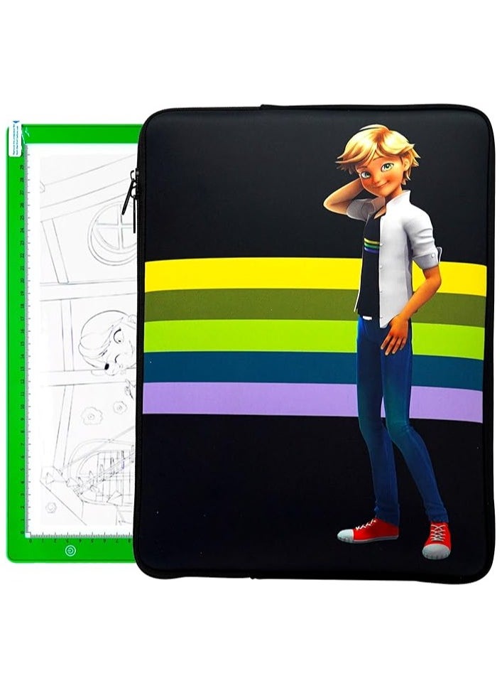 Miraculous Miraculous Cat Noir A4 LED Light Pad Drawing Kit for Kids – USB Art Set with Brightness Control, Black & Green Case & Tracing Pages by Wyncor  - Image 4