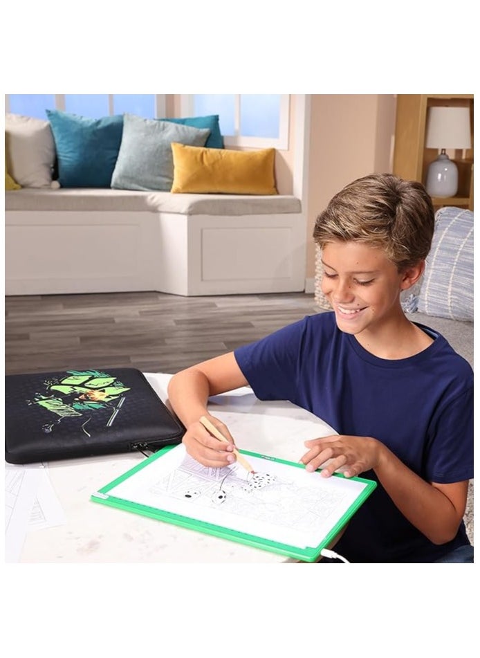 Miraculous Miraculous Cat Noir A4 LED Light Pad Drawing Kit for Kids – USB Art Set with Brightness Control, Black & Green Case & Tracing Pages by Wyncor  - Image 5