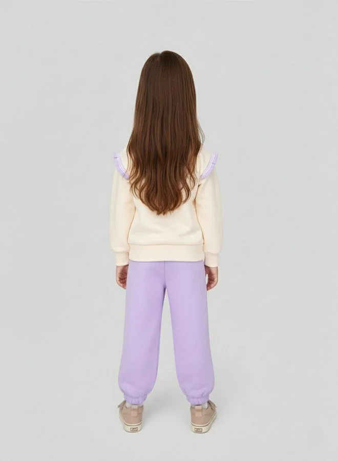 babyqlo Lavender Bow Sweatshirt And Joggers Set