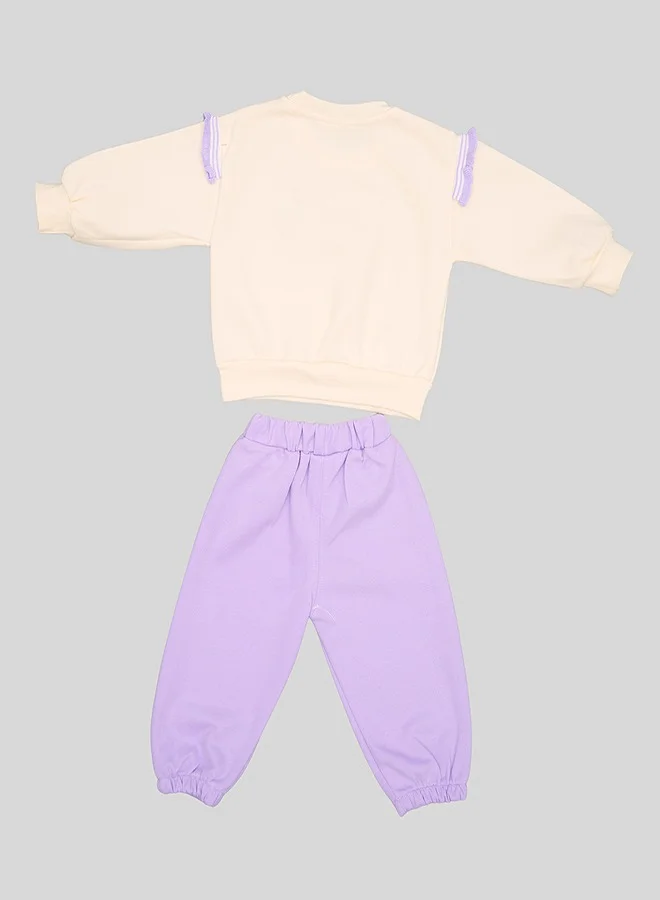 babyqlo Lavender Bow Sweatshirt And Joggers Set