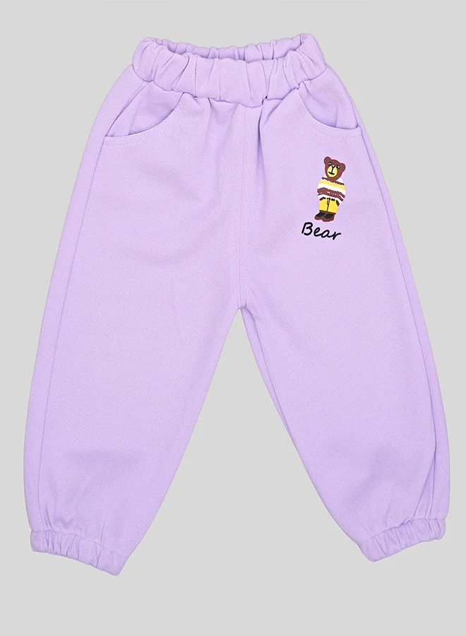 babyqlo Lavender Bow Sweatshirt And Joggers Set