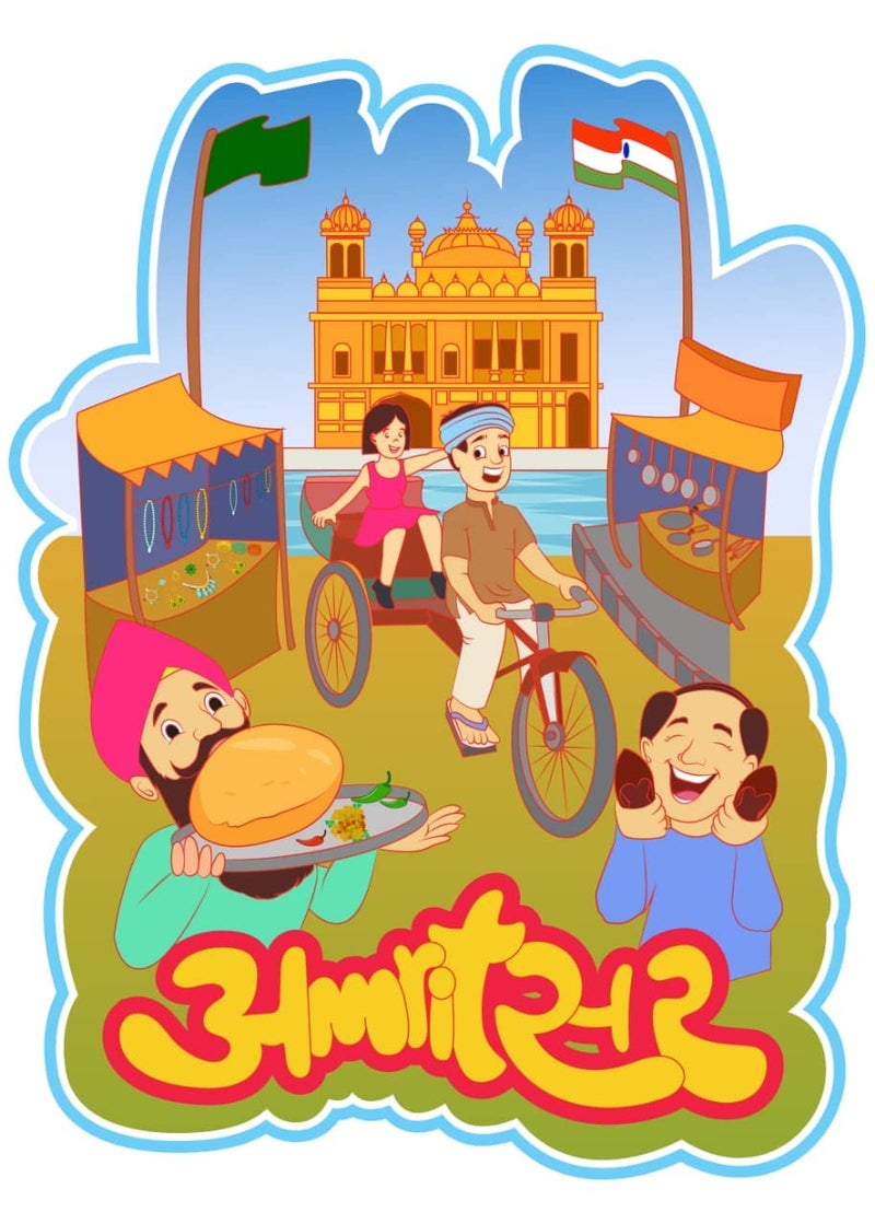 Skywalk India Souvenir Wooden MDF Amritsar Fridge Magnet (Multicolour) - Image 1