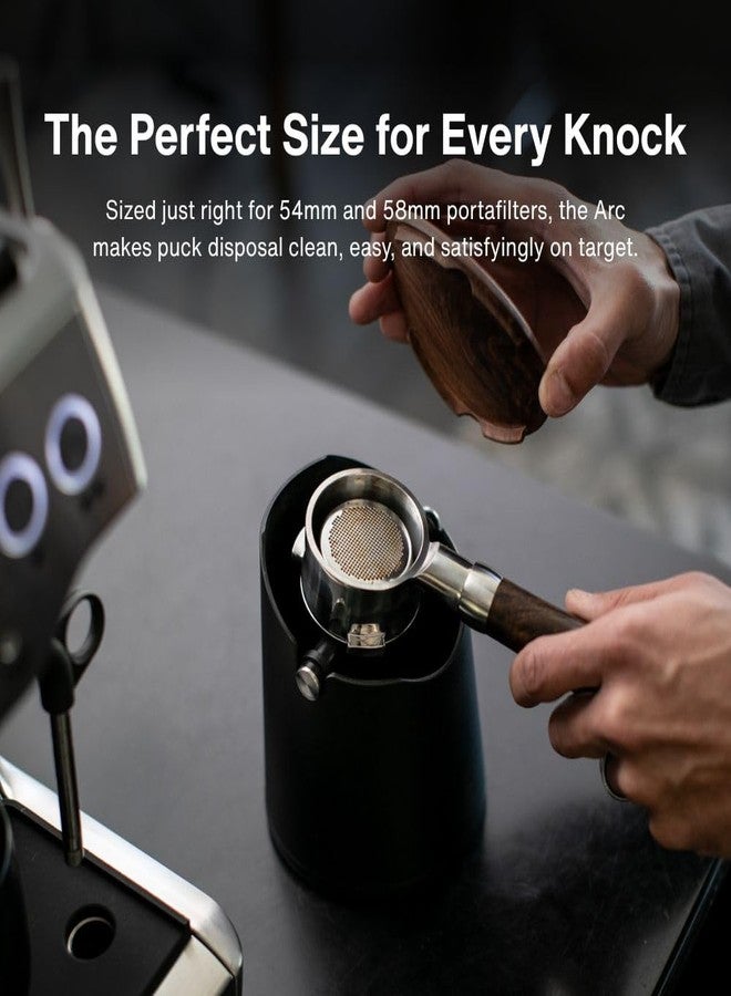 Crema Coffee Products Arc Knock Box | Holds 12-16 Espresso Pucks | Durable Stain Resistant Build with Non Slip Base | Walnut Plastic Lid | Easy Clean Up Moisture Control | Black Finish - Image 3