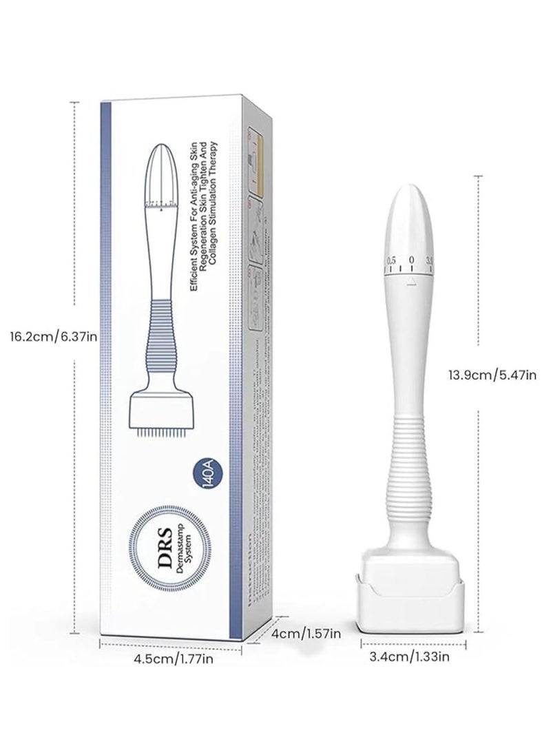 SKY-TOUCH - Adjustable Titanium Microneedling Derma Stamp, 140 Needles, Professional Skin, Hair & Beard Care Tool for Men & Women – Facial,Beard & Hair Growth Support,Adjustable needle length 0-0.3mm - Image 1