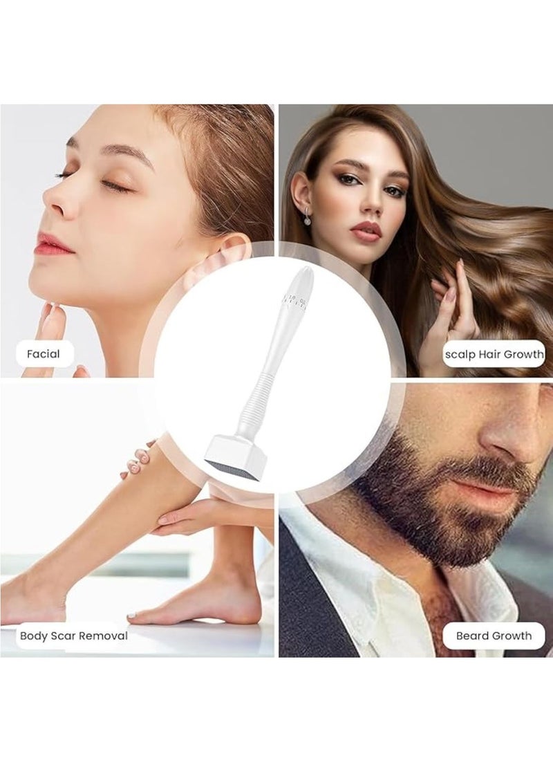 SKY-TOUCH - Adjustable Titanium Microneedling Derma Stamp, 140 Needles, Professional Skin, Hair & Beard Care Tool for Men & Women – Facial,Beard & Hair Growth Support,Adjustable needle length 0-0.3mm - Image 1