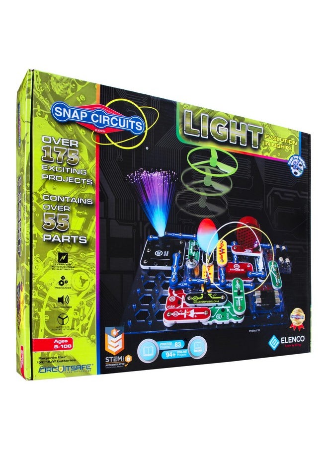 Elenco - Snap Circuits Light Electronics Exploration Kit | Over 175 Exciting Stem Projects | Full Color Project Manual | 55+ Snap Circuits Parts | Stem Educational Toys For Kids 8+,Multi - Image 1