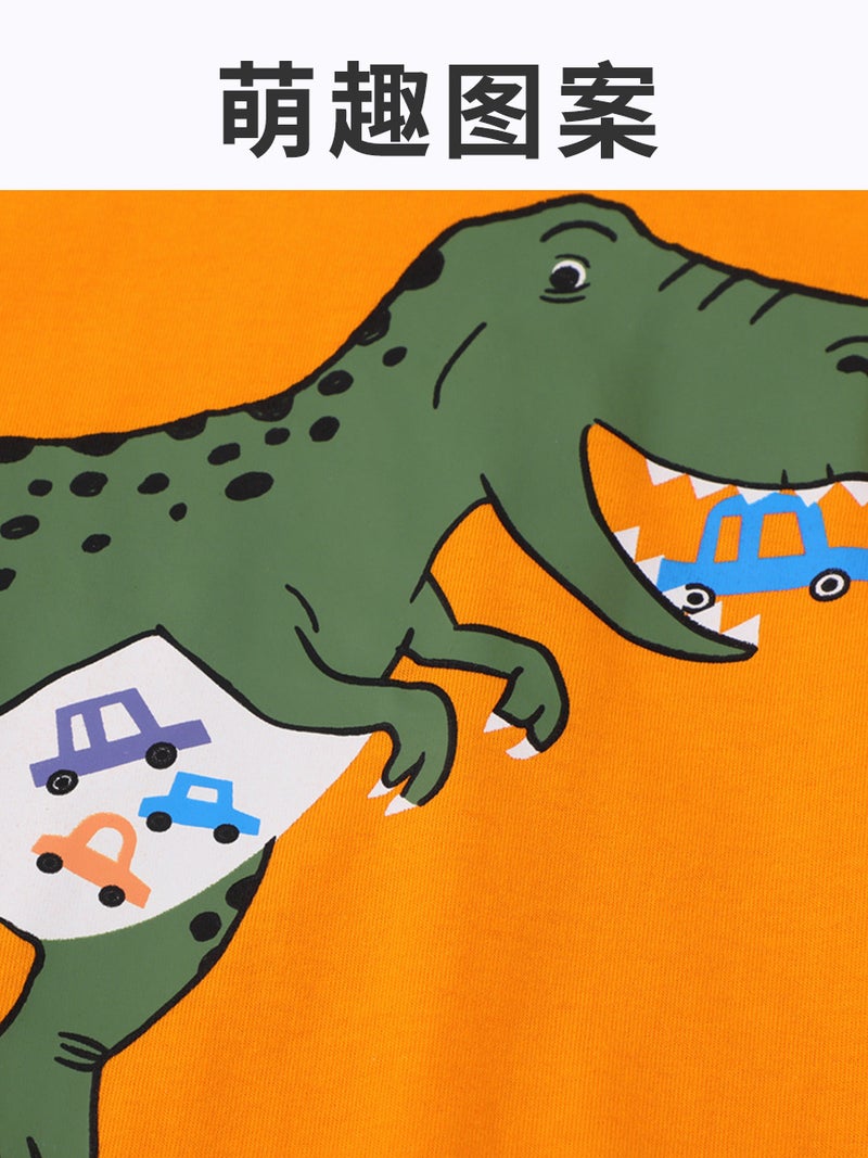 Supply 2025 Cartoon Dinosaur Long-Sleeved T-Shirt Pure Cotton Kidsren Boys And Kidsren'S Clothing - Image 4